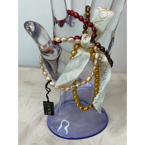 Honora Fine Fresh Water Baroque Pearl Bracelets-4 Stretch Earth Tones-NOS - Picture 3 of 5